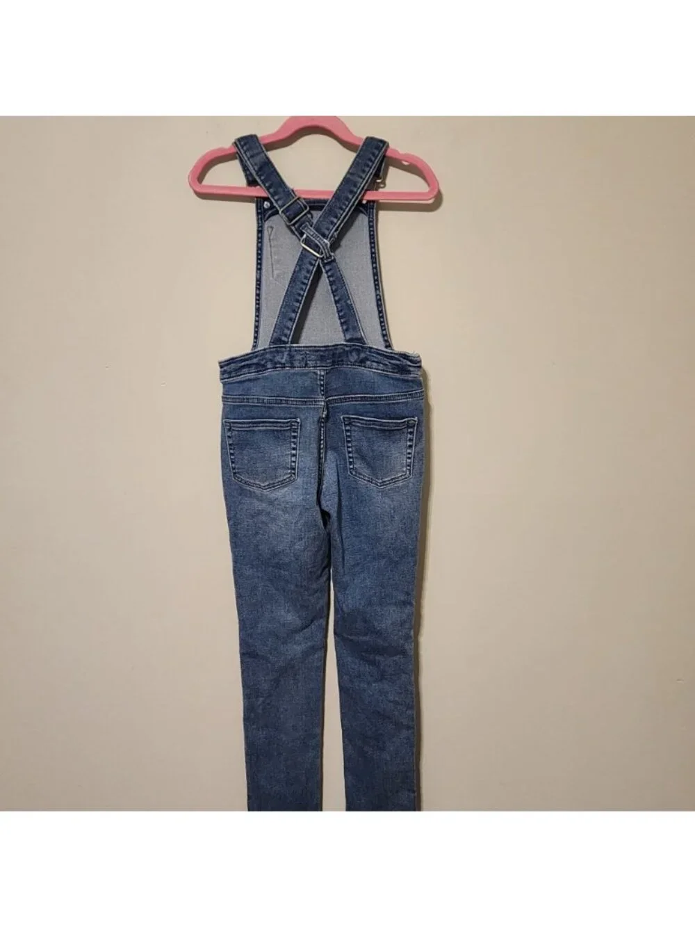 Cat and Jack denim overalls jumper sz 7-8 girl blue stretch